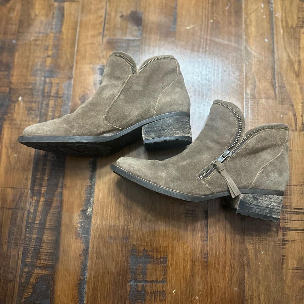 Born Taupe Suede Ankle Booties